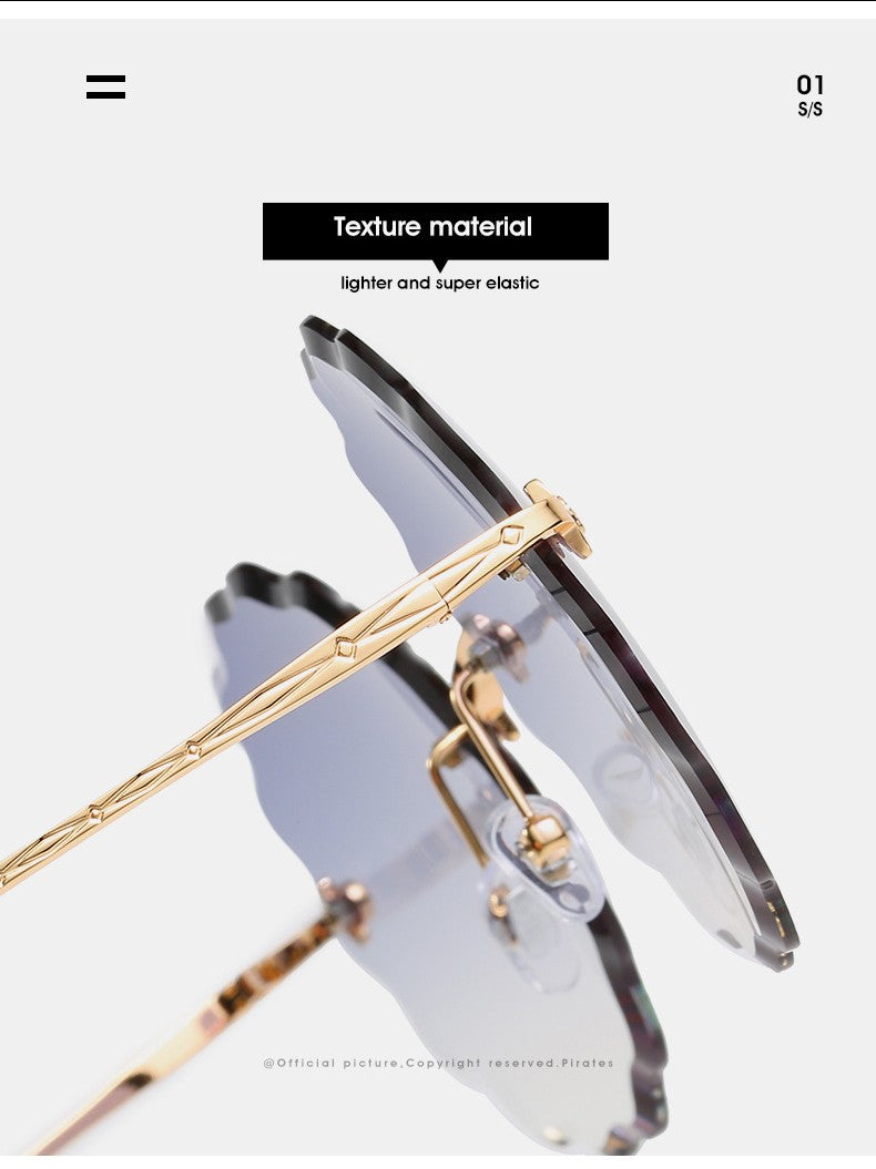 Round Flowers Shape Rimless Sunglasses