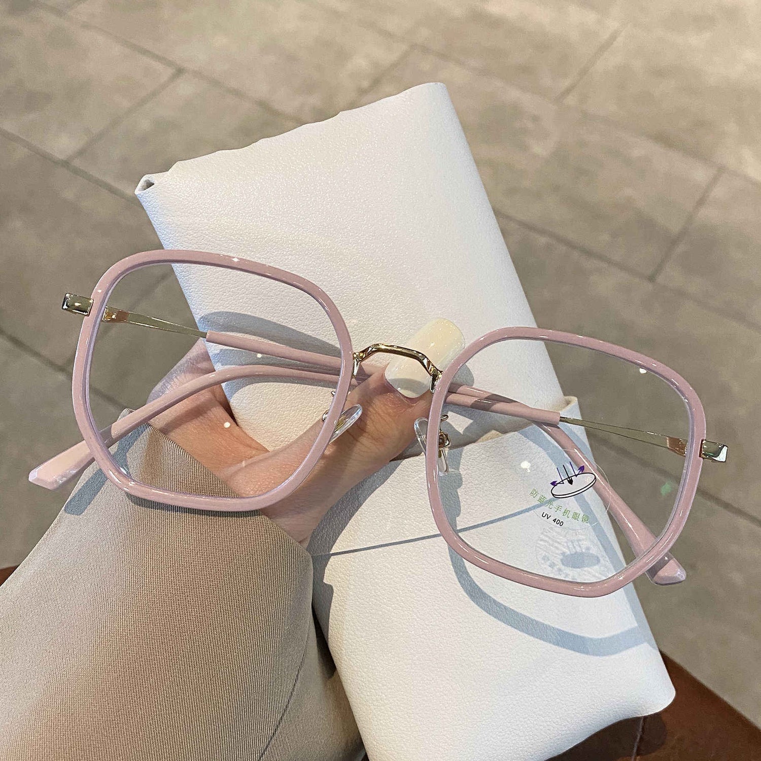 S5 C1 Anti-Blue Square Myopia Glasses | Light Pink Frame | Stylish Eye Protection | My Glasses Store